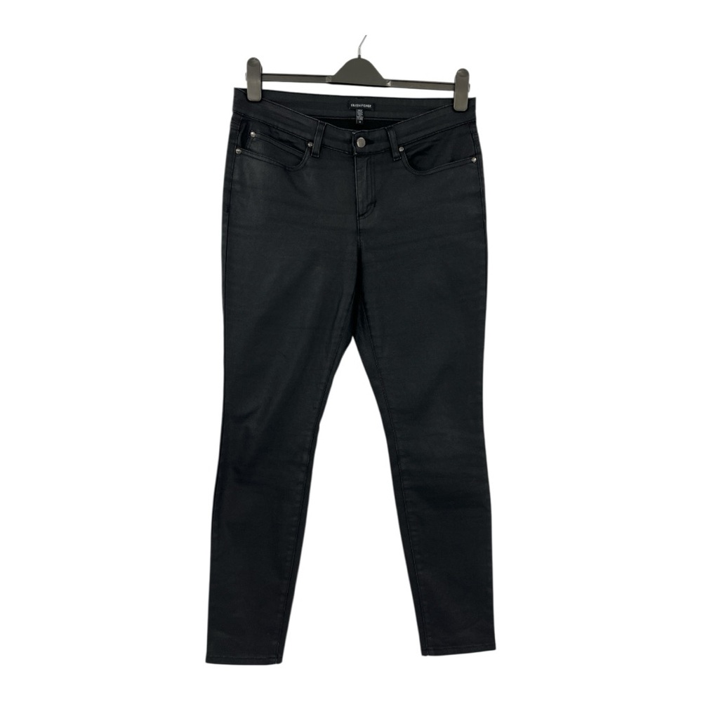 Eileen Fisher black coated skinny organic cotton blend jeans SZ 12 NEW